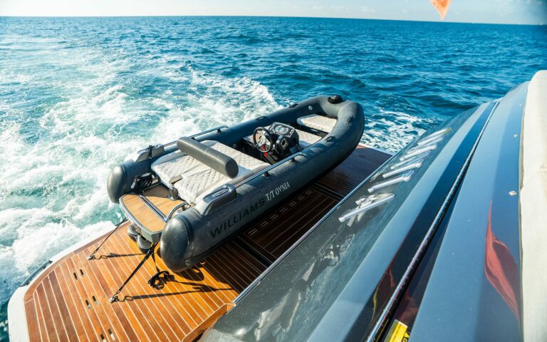 OMNIA Williams jet tender on the swim platform, yacht charter Cannes
