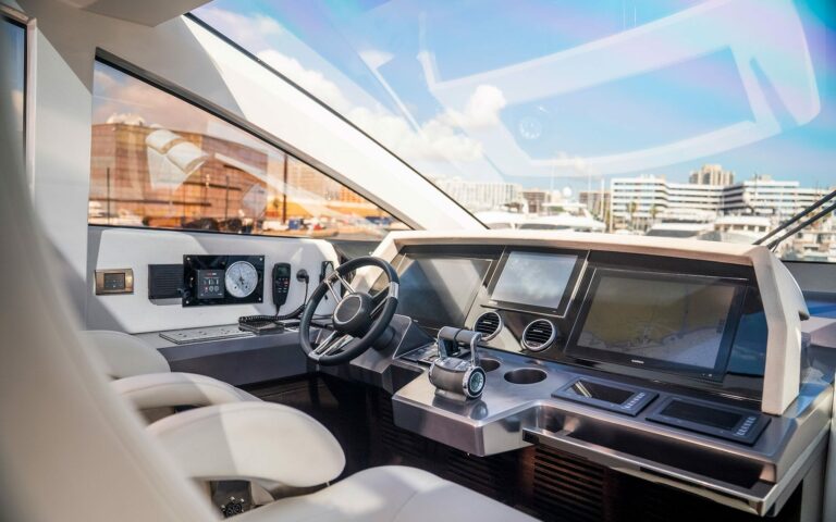 OMNIA helm station and navigation electronics, yacht charter Cannes