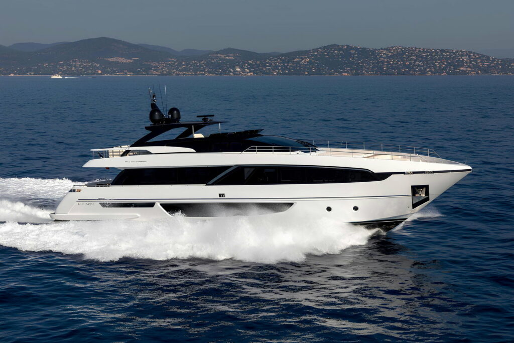 RAPH SEVEN II — Riva Corsaro 100 underway at speed, charter Cote d Azur