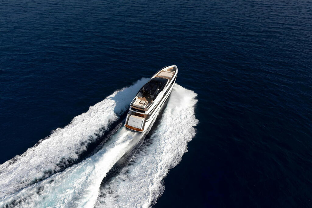 RAPH SEVEN II — aerial view cruising the Mediterranean, charter Cote d Azur