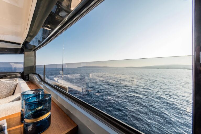 SEA CORAL II — panoramic window seating nook, charter Cote d Azur