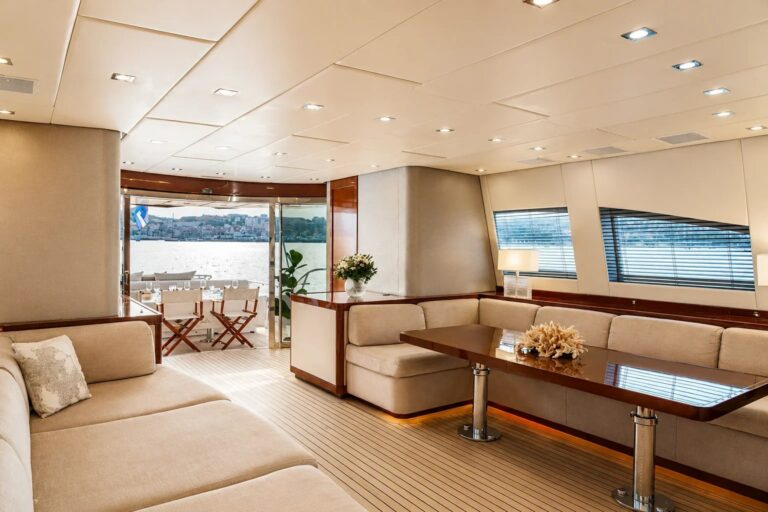 RAMSES II — main salon seating area, charter Côte d'Azur